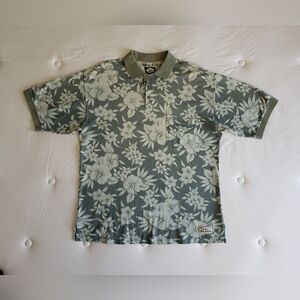 Vtg TOMMY BAHAMA Original Men's Hawaiian Style Polo Shirt (L) Green/Cream